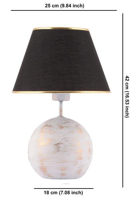Opviq Lámpara de Mesa Balloon Negro, Blanco y Dorado